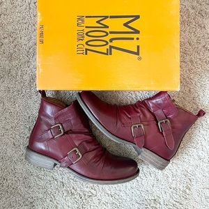 Miz Mooz Leather Buckle Ankle Boots - Leslie US Size 11 EU Size 42
